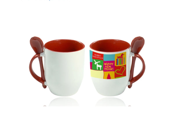 Case USA Local Warehouse 11oz Sublimation Ceramic Sublimation Coffee Mugs  With Spoon, Blank White Coffee Sublimation Coffee Mugs, Heat Transfer Inner  Colored Cup, And Handle In Individual Box From Zw_network, $83.22